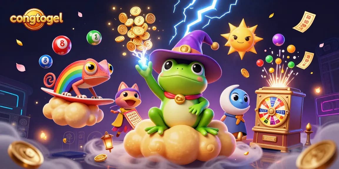 Experience congtogel excitement with golden coins, colorful lottery balls, and magical creatures!