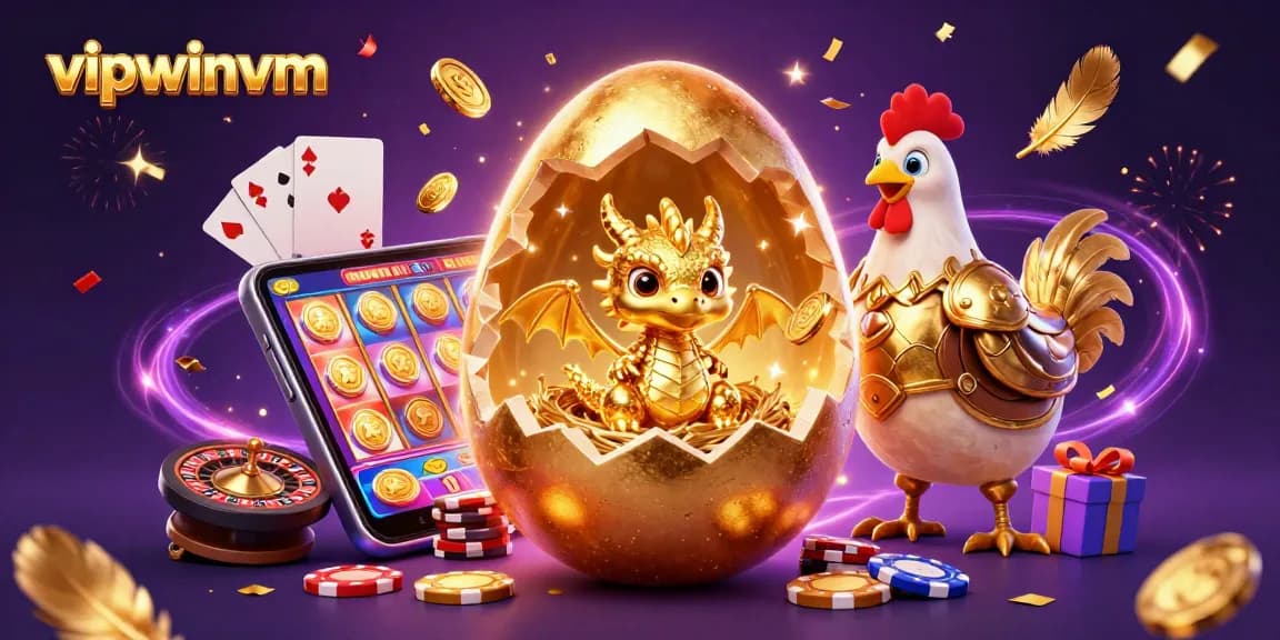 Experience the excitement of vipwinvm with a golden dragon and casino game elements!