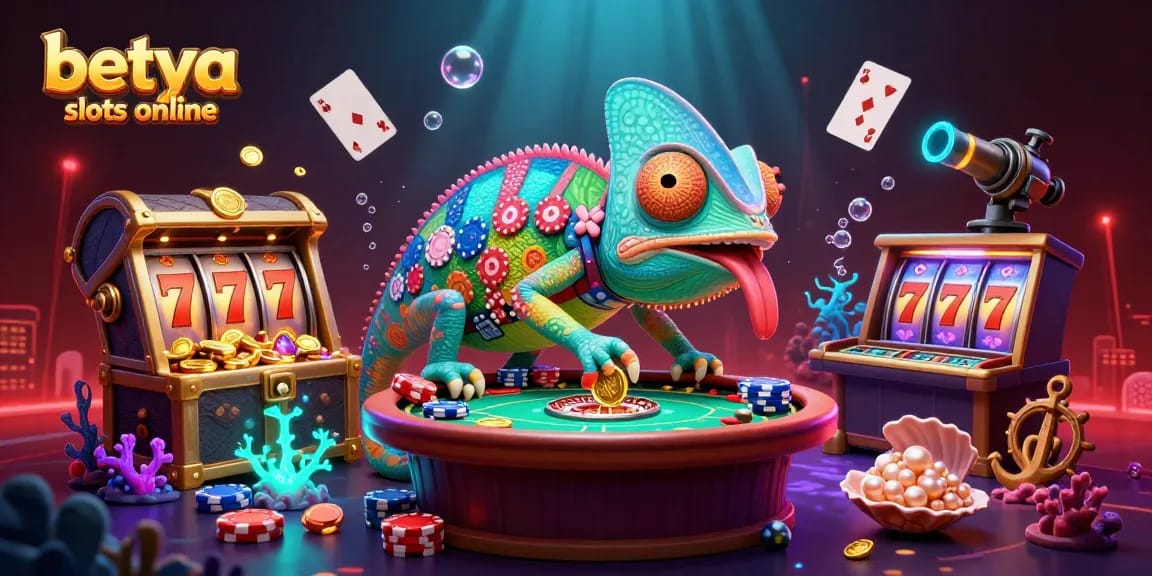 Win big with betya slots online in a vibrant underwater casino scene featuring dazzling slot reels.