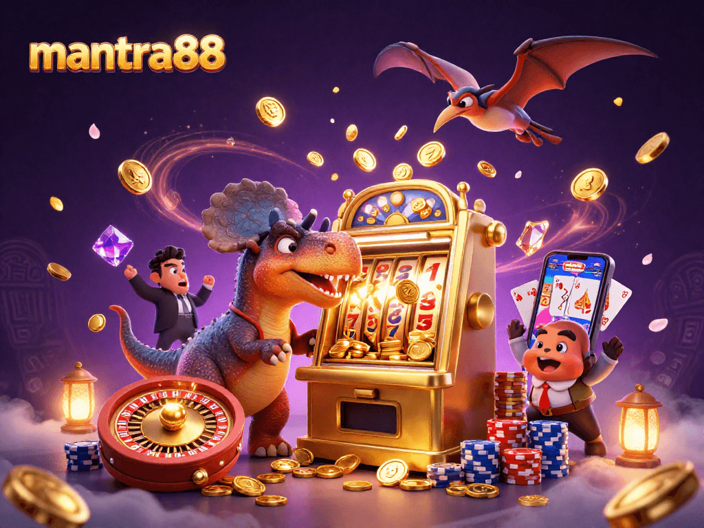 Catch golden coins at mantra88 in this dynamic casino-inspired 3D scene.