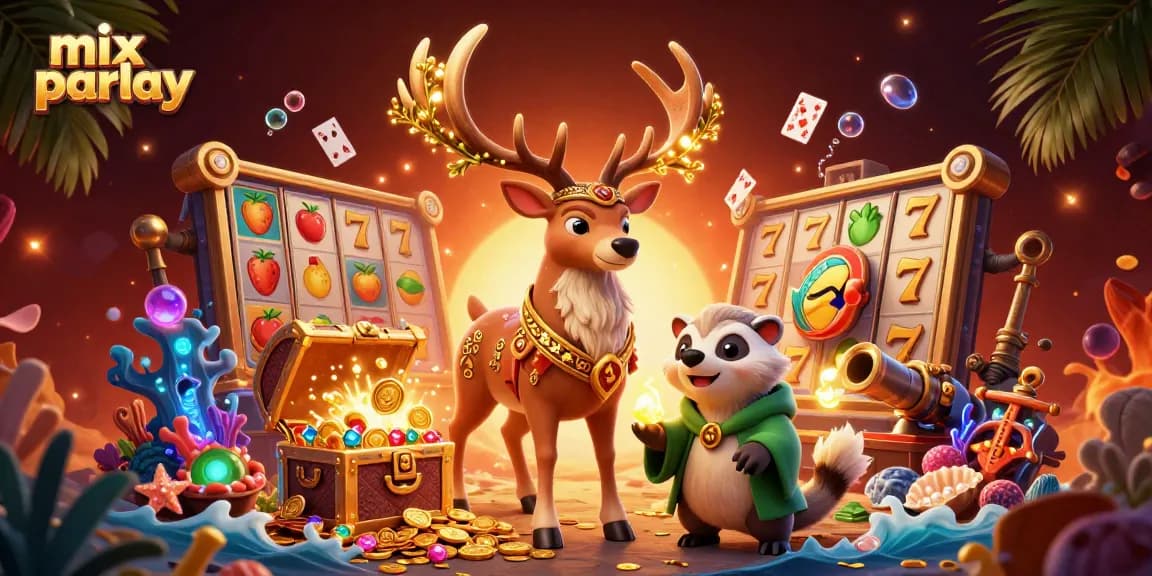Genggam peluang menang dengan mix parlay dalam ilustrasi kasino yang penuh warna dan detail.