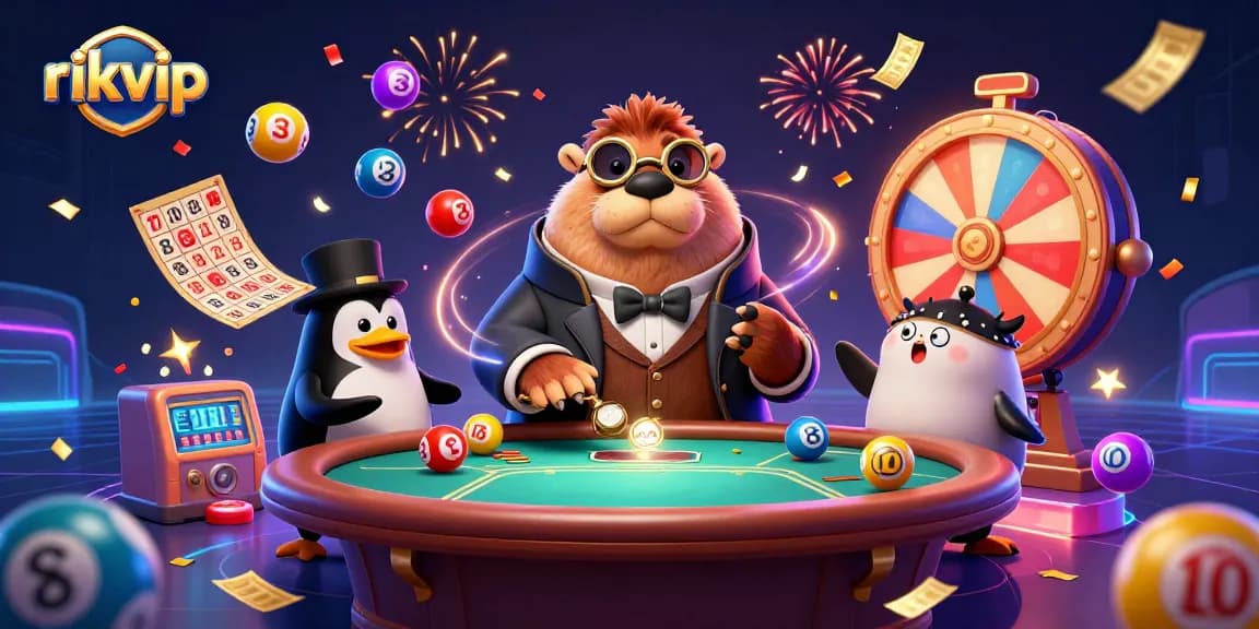 Engage with rikvip's thrilling underwater gaming scene featuring a poker table and dynamic game elements.