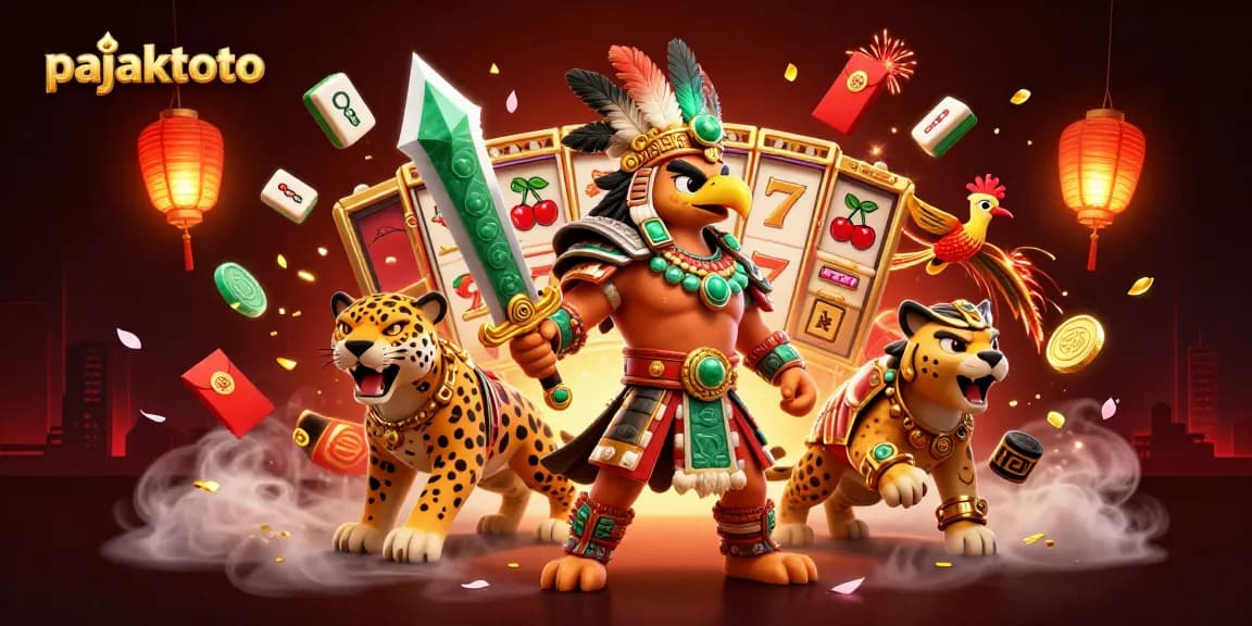 Pajaktoto menghadirkan pengalaman bermain slot yang mendebarkan dengan karakter Aztec ditentukan di latar belakang kasino yang megah.