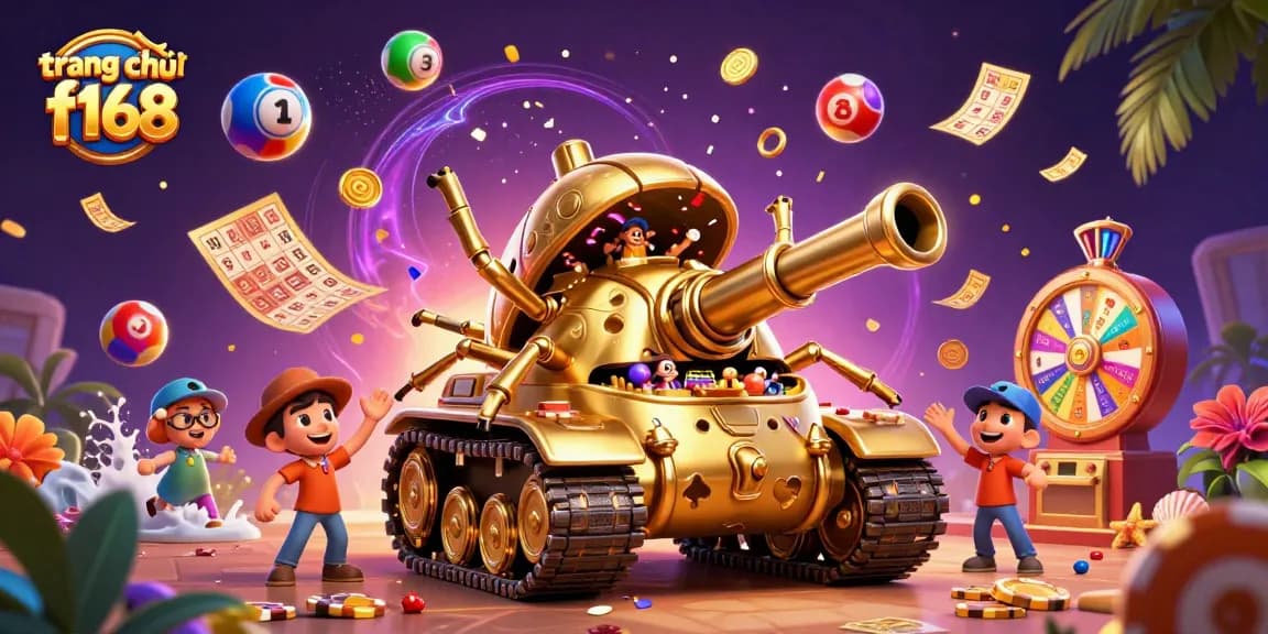 Engage with the thrilling adventures at trang chủ f168 as colorful lottery balls and golden confetti rain down in this vibrant casino scene.