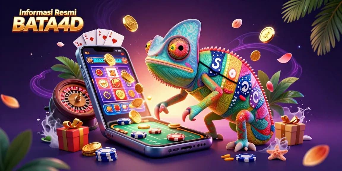 Engage with the fun of Informasi Resmi BATA4D through a vibrant casino illustration filled with games.