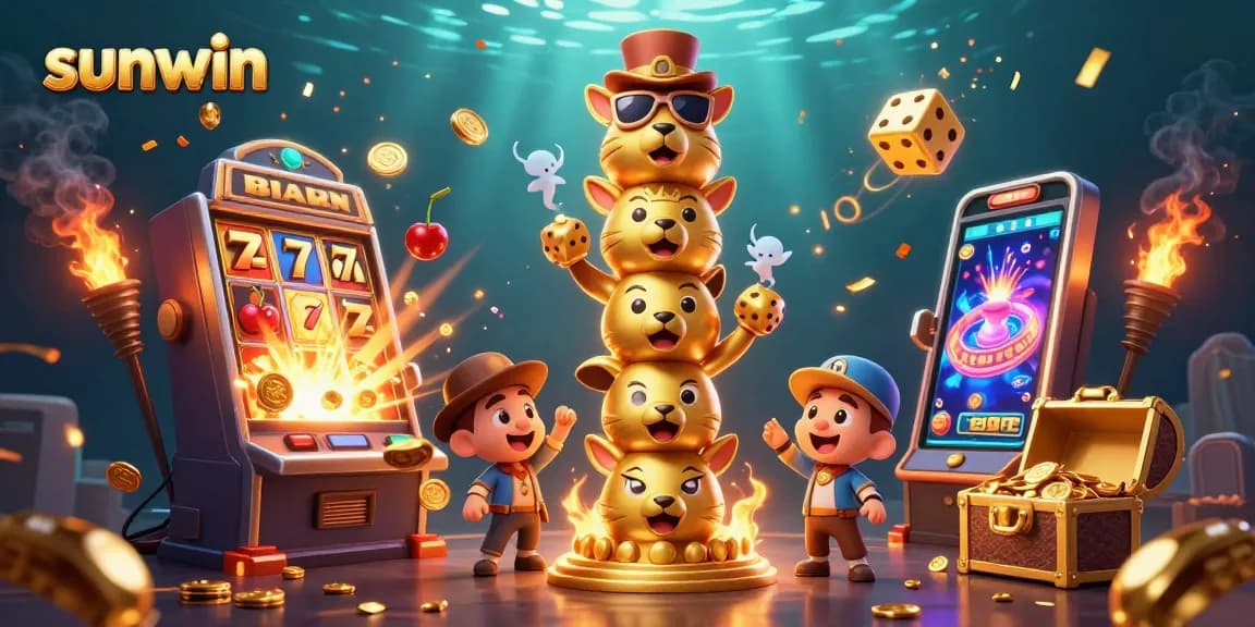 Experience the sunwin excitement with animated characters and dynamic casino elements.