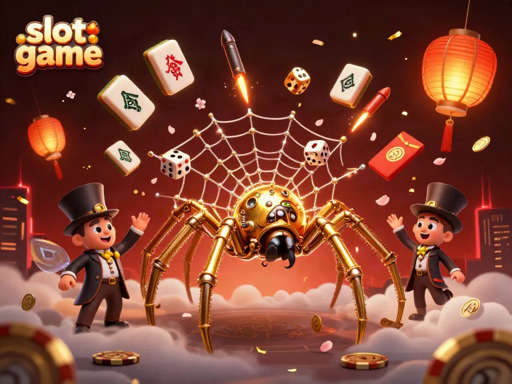 Engage in thrilling slot game action with immersive 3D characters performing amidst vibrant casino elements.