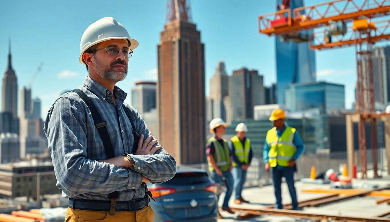 Engaged New York City General Contractor supervising a vibrant construction project.