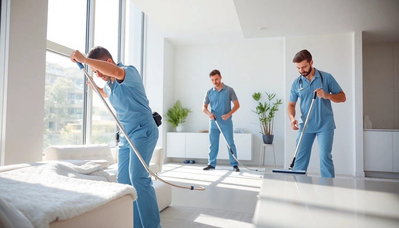 Efficient bond cleaning brisbane team showcasing quality service in a bright apartment space.