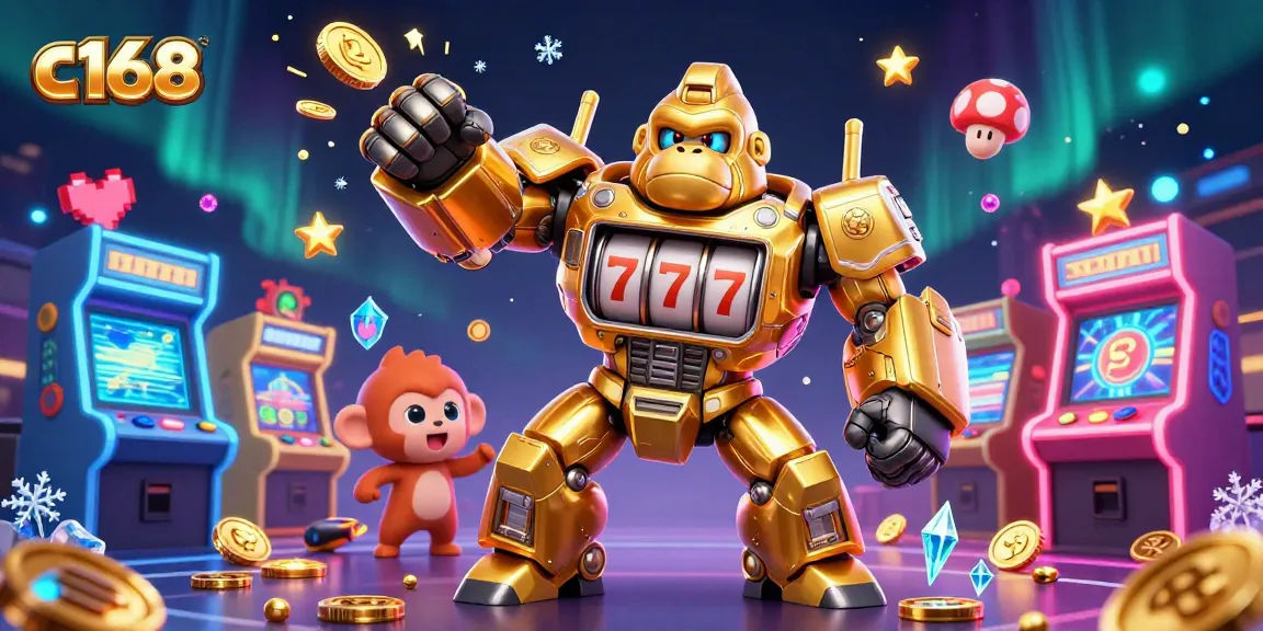 Experience thrilling gameplay with c168's immersive casino action featuring a golden gorilla mech.