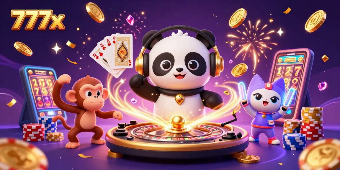 Experience the excitement of 777x casino with vibrant animated characters and celebratory elements illustrating joy in gaming.
