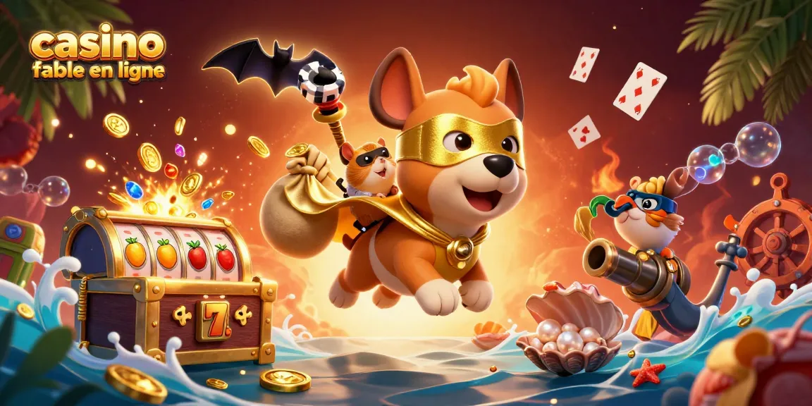 Jouer dans un casino fiable en ligne avec un chien super héros portant des pièces d'or