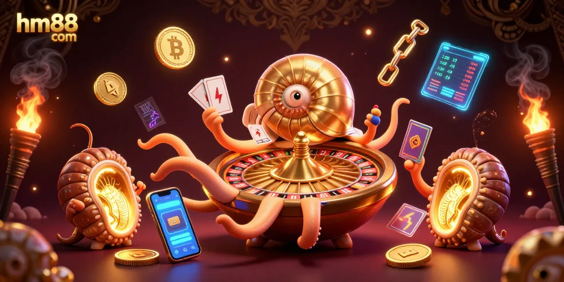 Experience thrilling gameplay at hm88 com with a vibrant 3D casino illustration showcasing dynamic gaming elements.