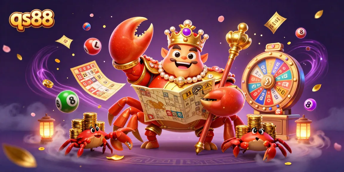 Experience thrilling gameplay at qs88 with the golden crab emperor amidst vibrant casino elements.