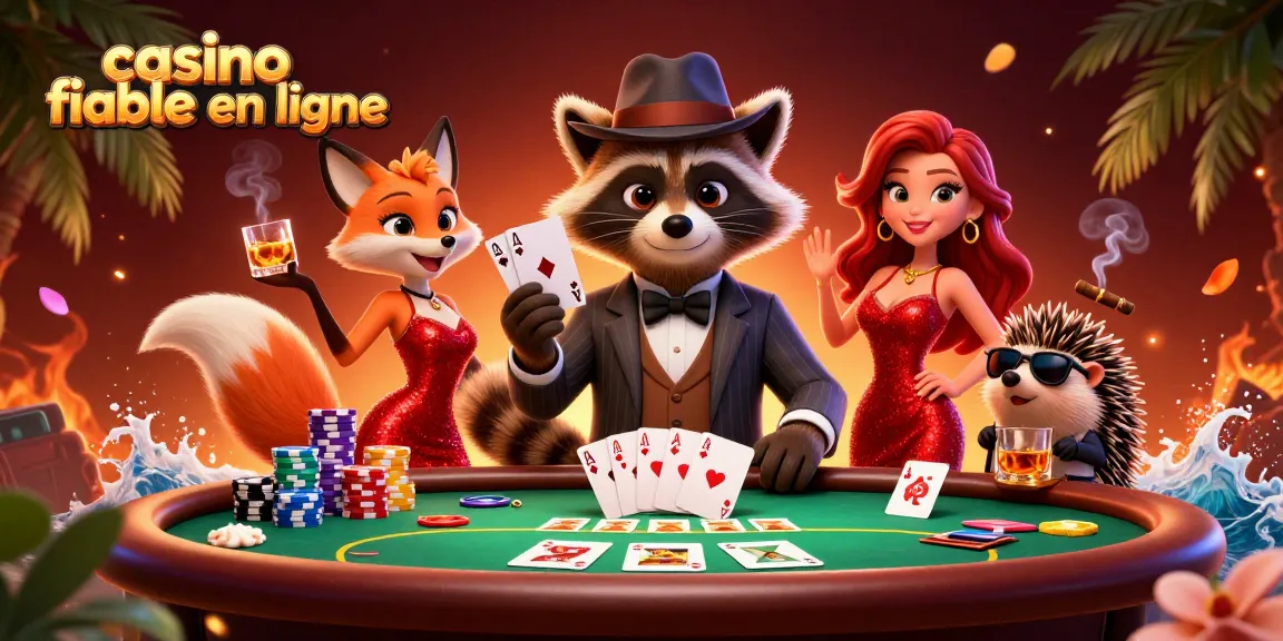 Jouer au poker dans un casino fiable en ligne avec un raton laveur, une renarde, et un hérisson.