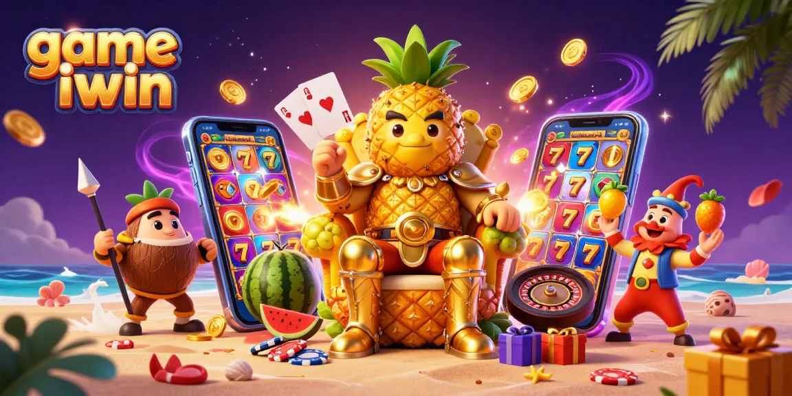 Engage with game iwin's vibrant 3D scene, showcasing casino antics and thrilling games.