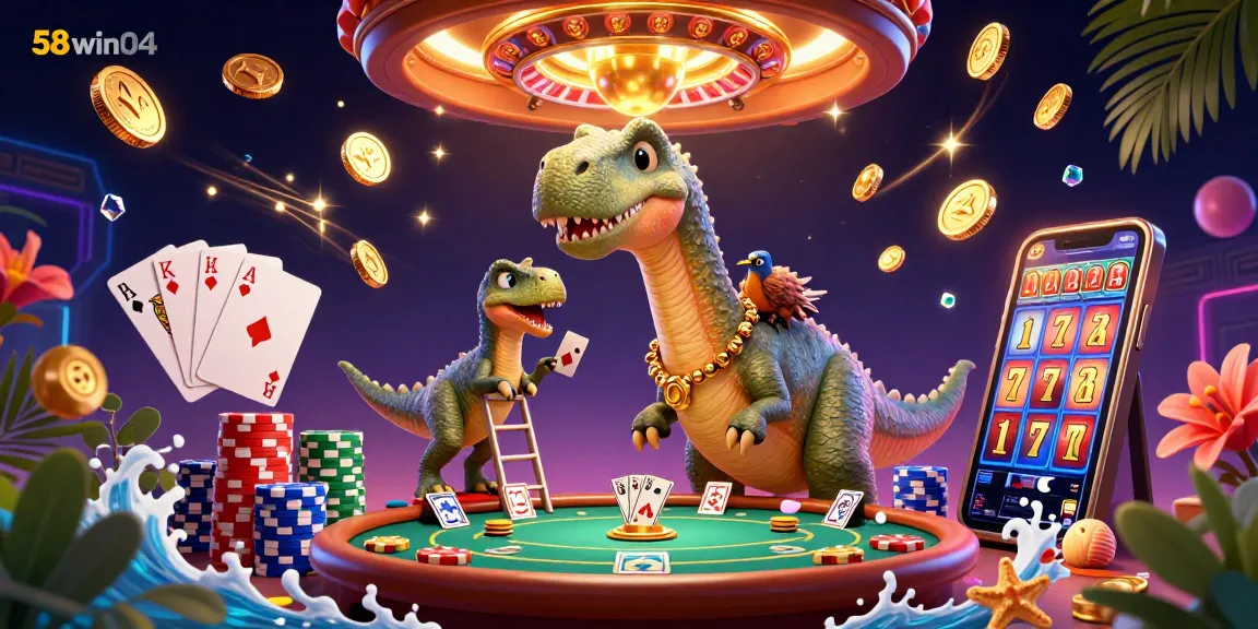 Experience thrilling gameplay at 58win04 with a vibrant 3D casino scene full of excitement.