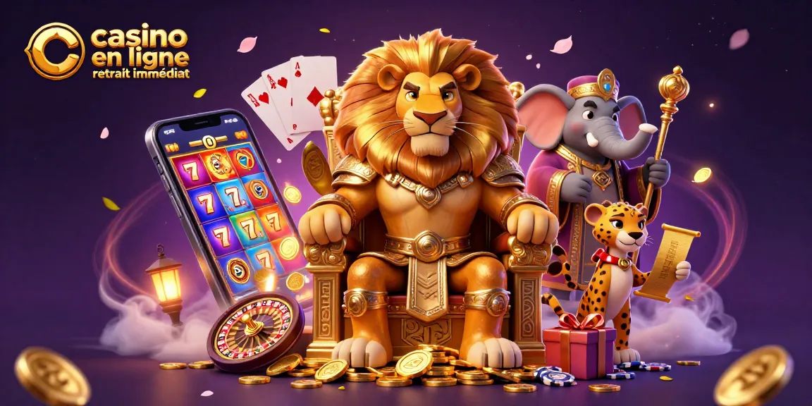 Gagnez avec le casino en ligne retrait immédiat grâce à un roi lion et ses amis joueurs
