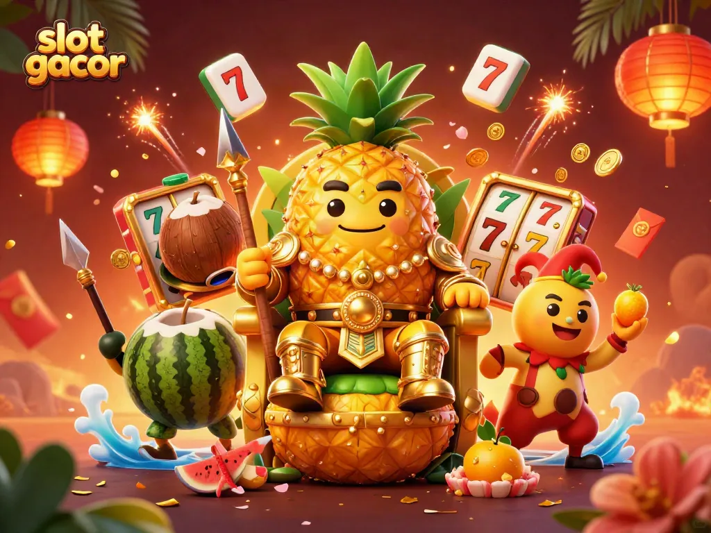 Experience the thrill of slot gacor with a vibrant 3D illustration capturing the energy of an online casino adventure.