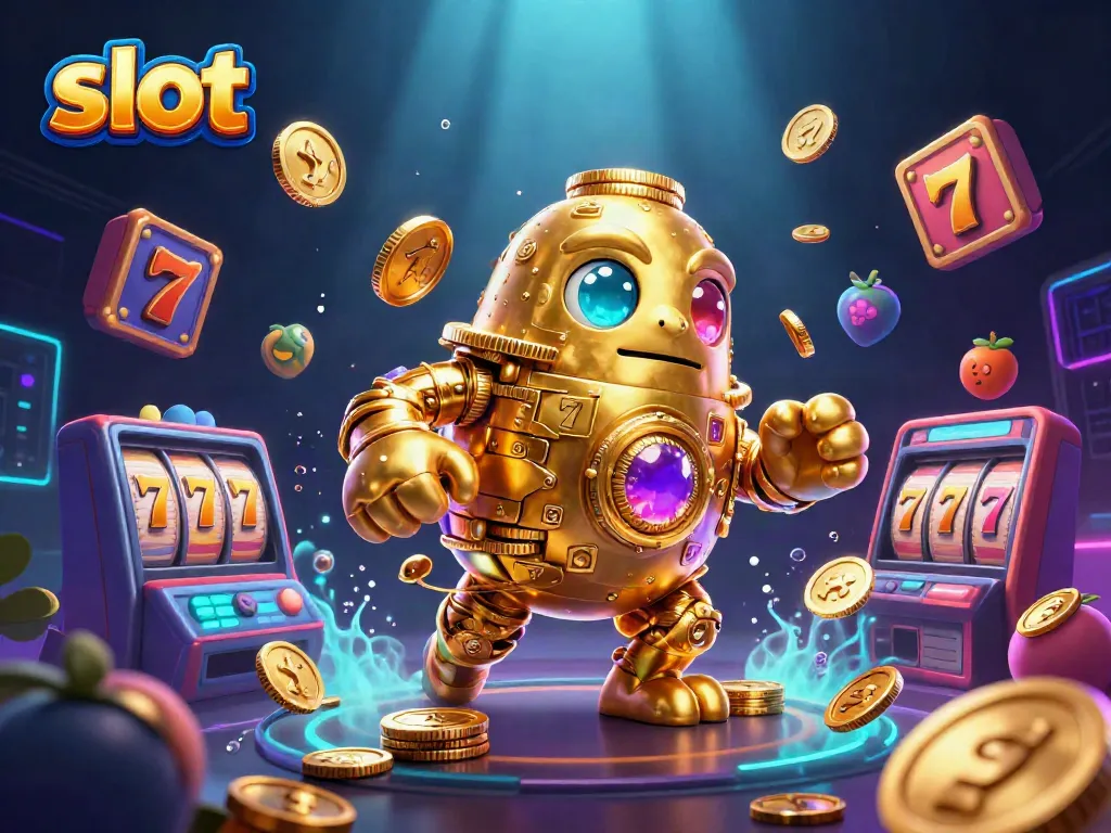 Experience thrilling slot gameplay with a vibrant golden golem, lucky 7s, and dynamic symbols.