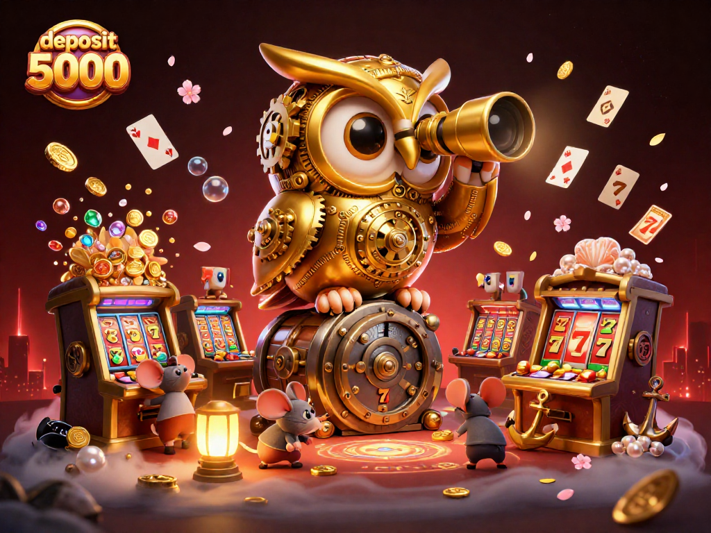 Engage with deposit 5000 at a vibrant, rich casino scene featuring characters and dynamic game elements.