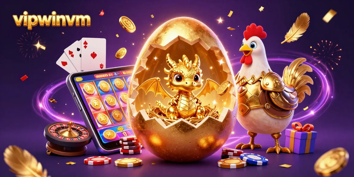 Experience the excitement of vipwinvm with a golden dragon and casino game elements!