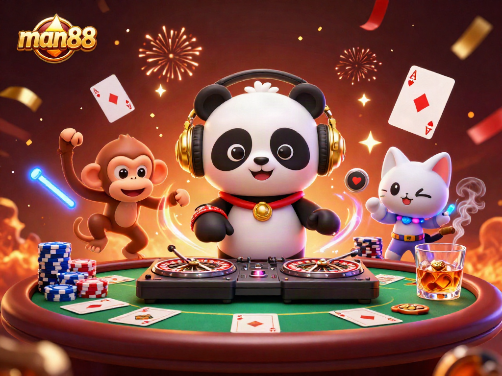 Spin to win with man88 in this vibrant casino scene filled with poker excitement!
