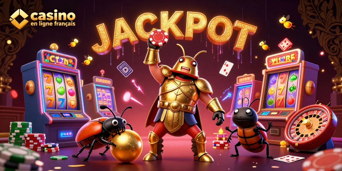 Gagnez avec le casino en ligne français aux machines à sous et aux cartes réunies dans une illustration animée.