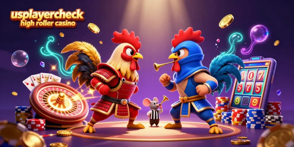 Win big at usplayercheck high roller casino with dynamic gameplay featuring thrilling roosters, coins, and high-stakes excitement.