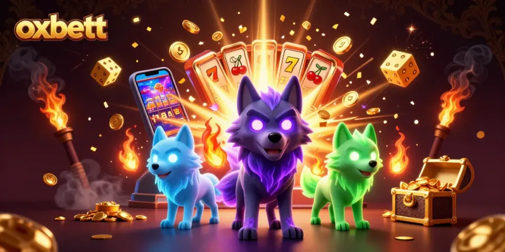Spin the reels and win big with oxbett's vibrant casino scene featuring stunning 3D graphics.