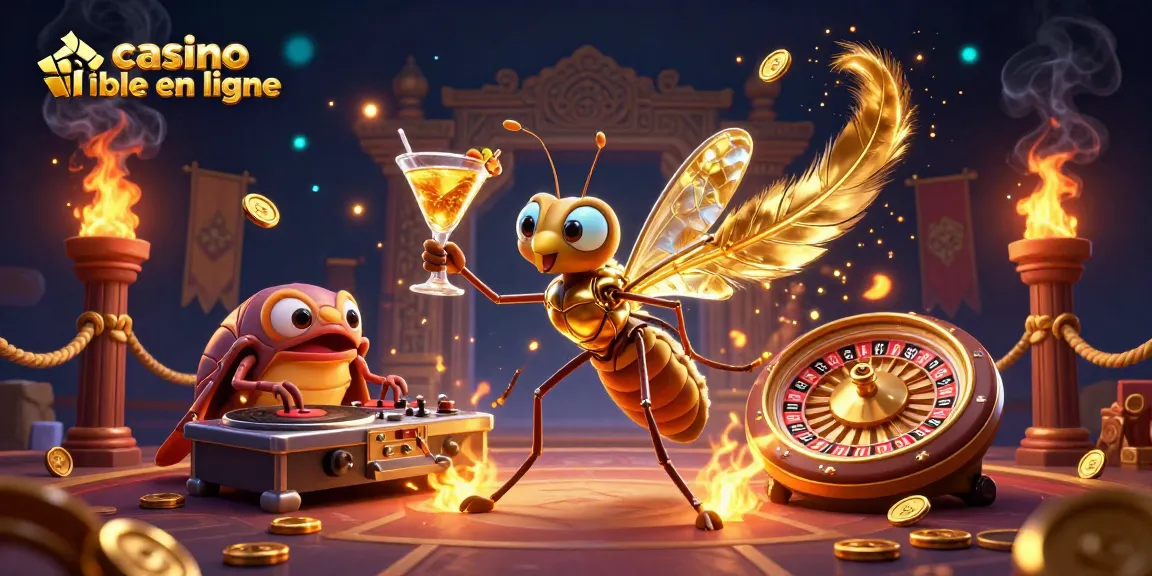 Visualisez votre casino fiable en ligne avec un moustique mascotte et un DJ trilobite.