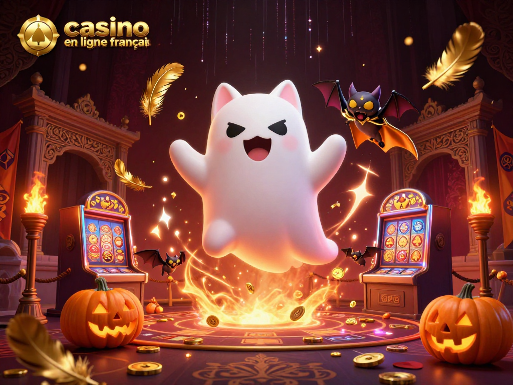 Jouez dans un casino en ligne français avec un chat fantôme amical et un vampire chauve-souris.