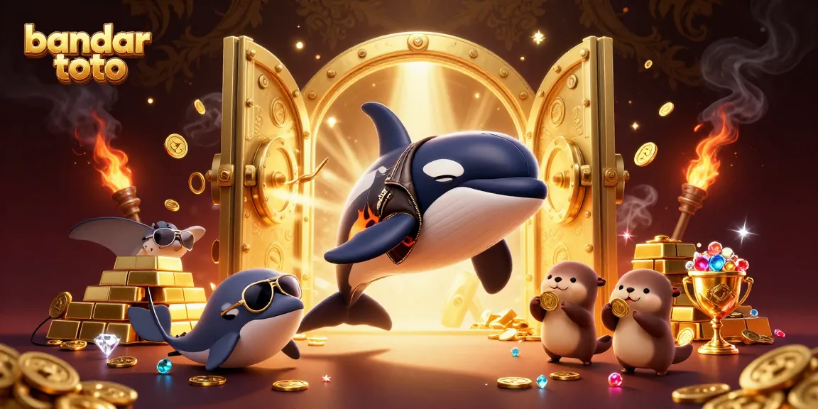 Experience the excitement of bandar toto with a vibrant scene featuring playful sea creatures and casino treasures.