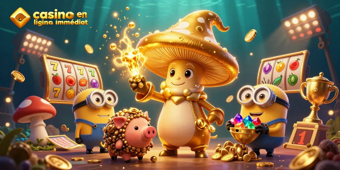 Découvrez une illustration 3D captivante célébrant le casino en ligne retrait immédiat avec des personnages fascinants et des éléments dynamiques.