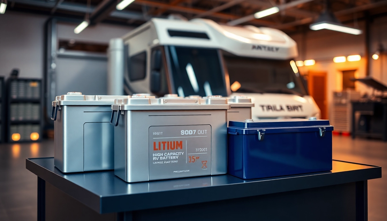 Showcasing high-performance lithium RV batteries in a sleek display for reliable power solutions.