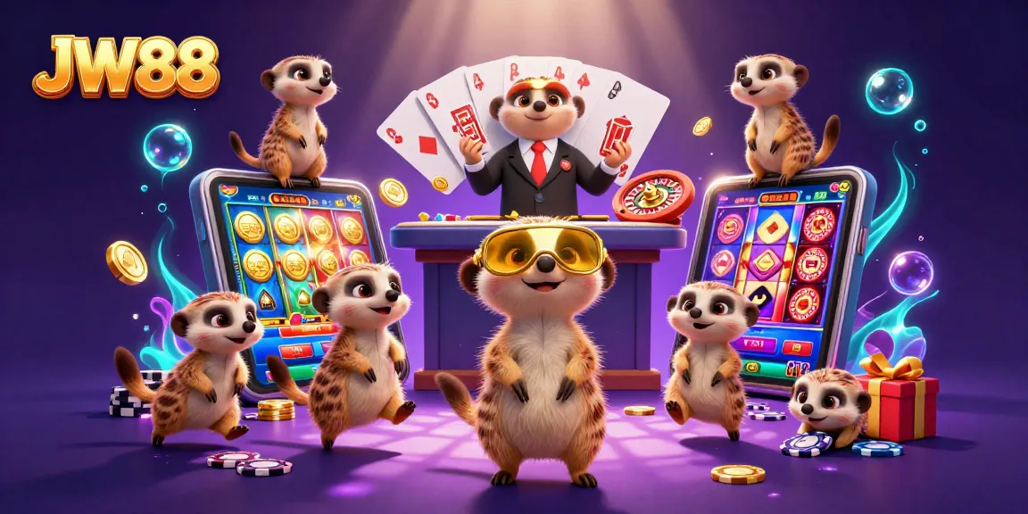 Experience thrilling slots and jackpots at JW88 in this vibrant 3D casino scene.