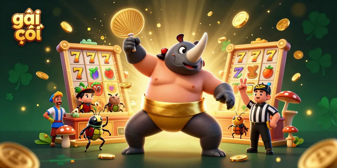 Gái gọi tham gia trò chơi slot nóng bỏng với biểu tượng may mắn và tiền vàng bay xung quanh.
