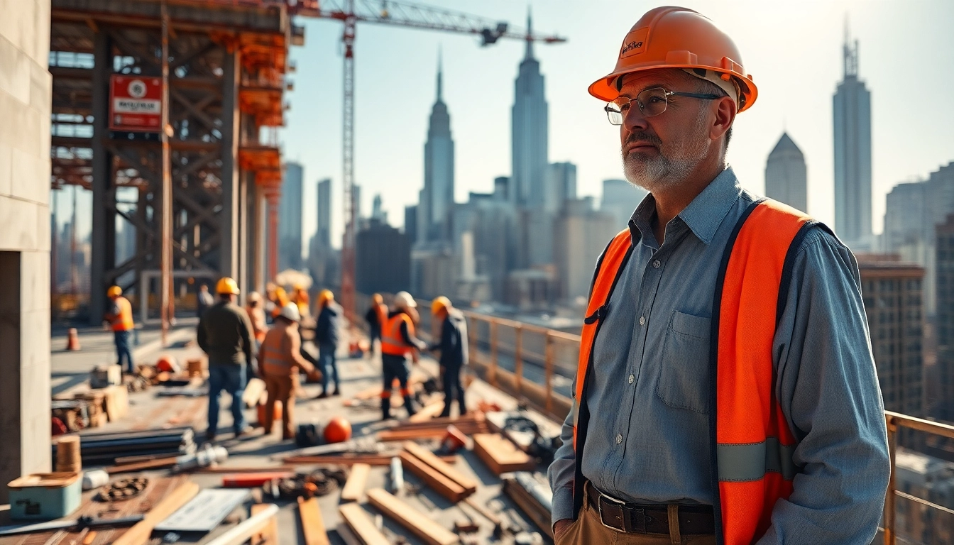 New York General Contractor supervising an active construction site, ensuring a professional approach to building.