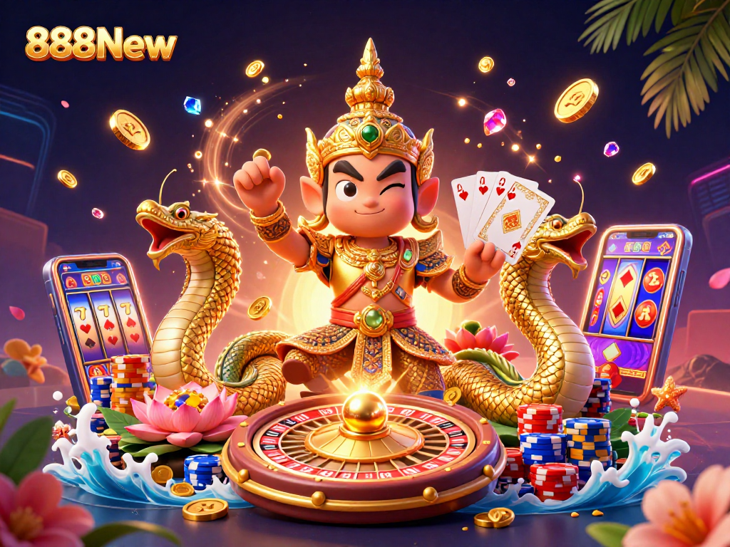 Experience the thrill of 888New with vibrant casino elements and stunning graphics.