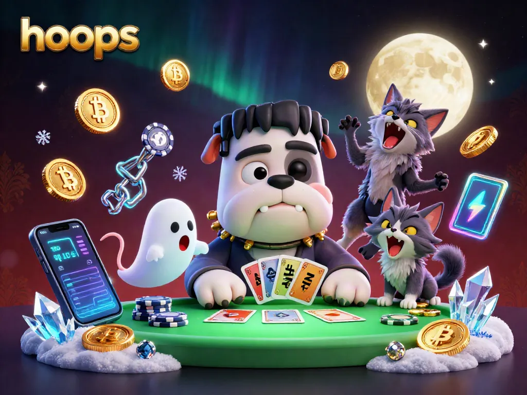 Engage with hoops-inspired gameplay featuring vibrant characters at a spooky table.