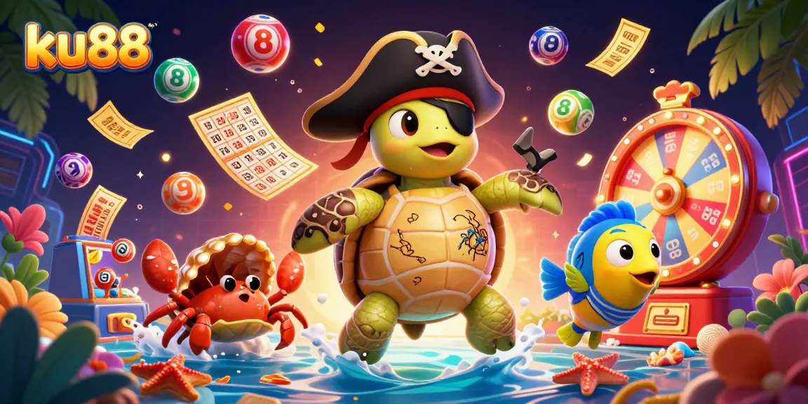ku88 showcases a vibrant 3D casino scene with playful characters and dynamic gambling elements.